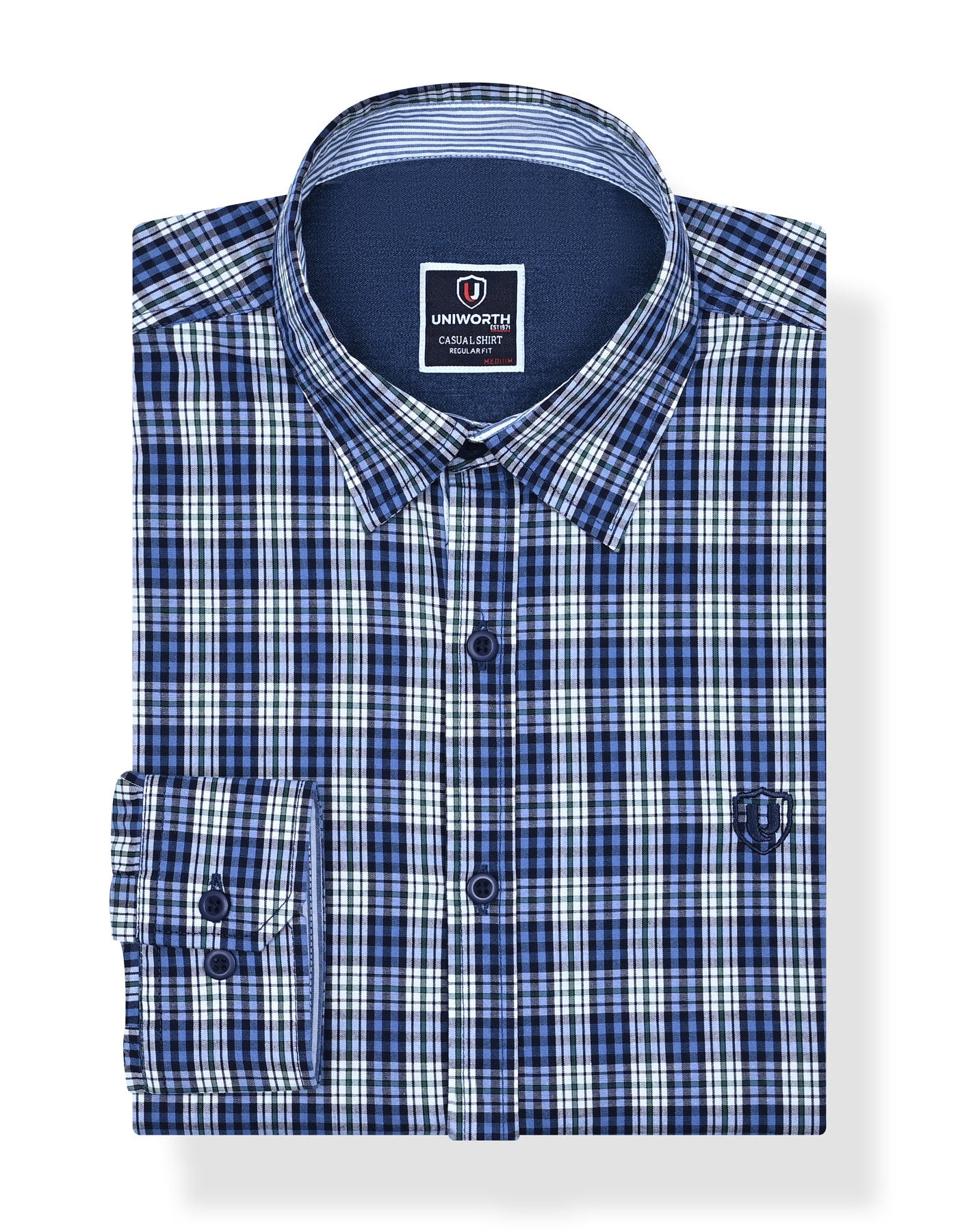 Blue Embriodery Check Casual Shirt CS2357-1R-S