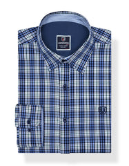 Blue Embriodery Check Casual Shirt CS2357-1R-S