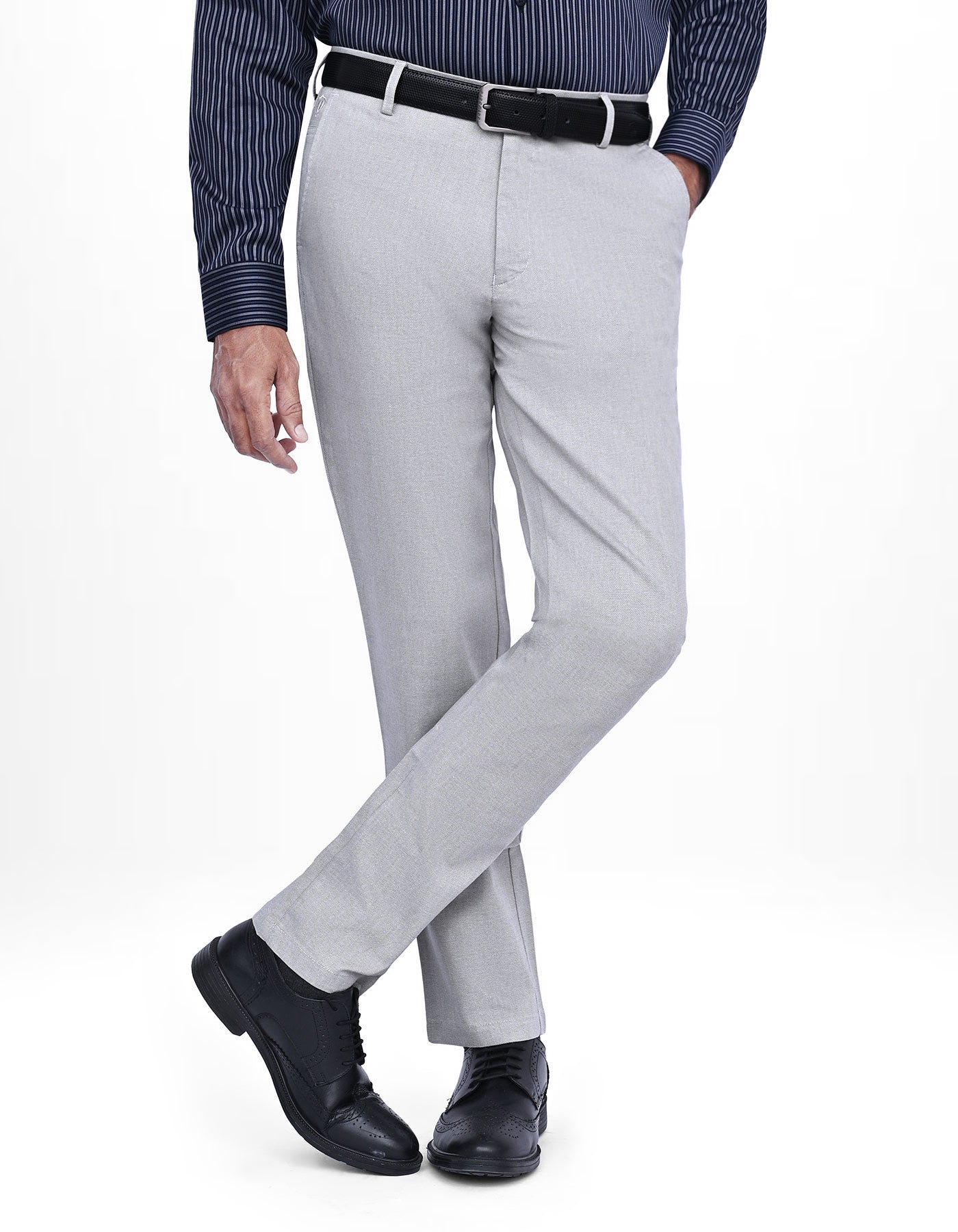 Silver Smart Fit Cotton Trouser FTC2550S-32