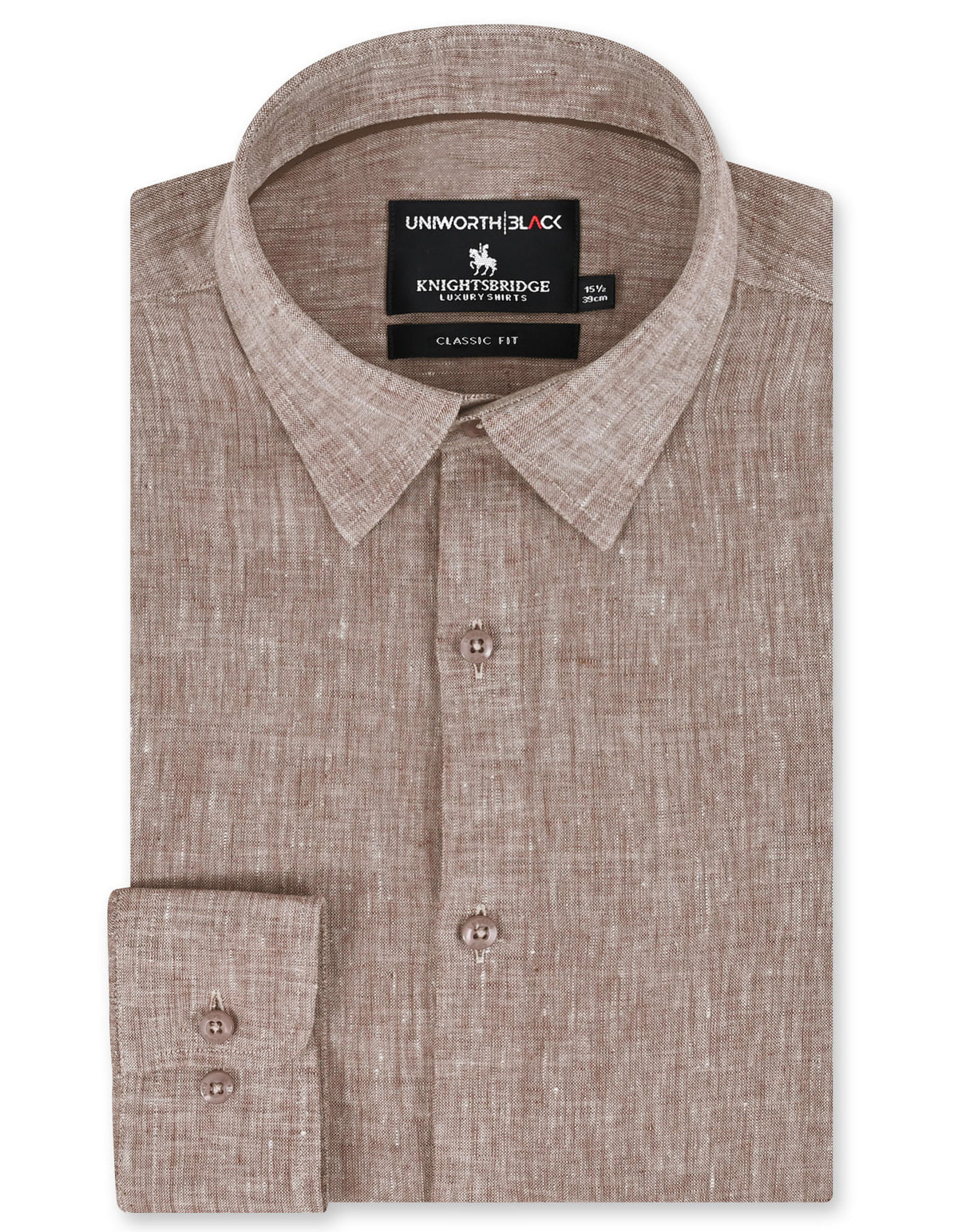 Plain L Brown Classic Fit Shirt FS2418-2RF-14.5