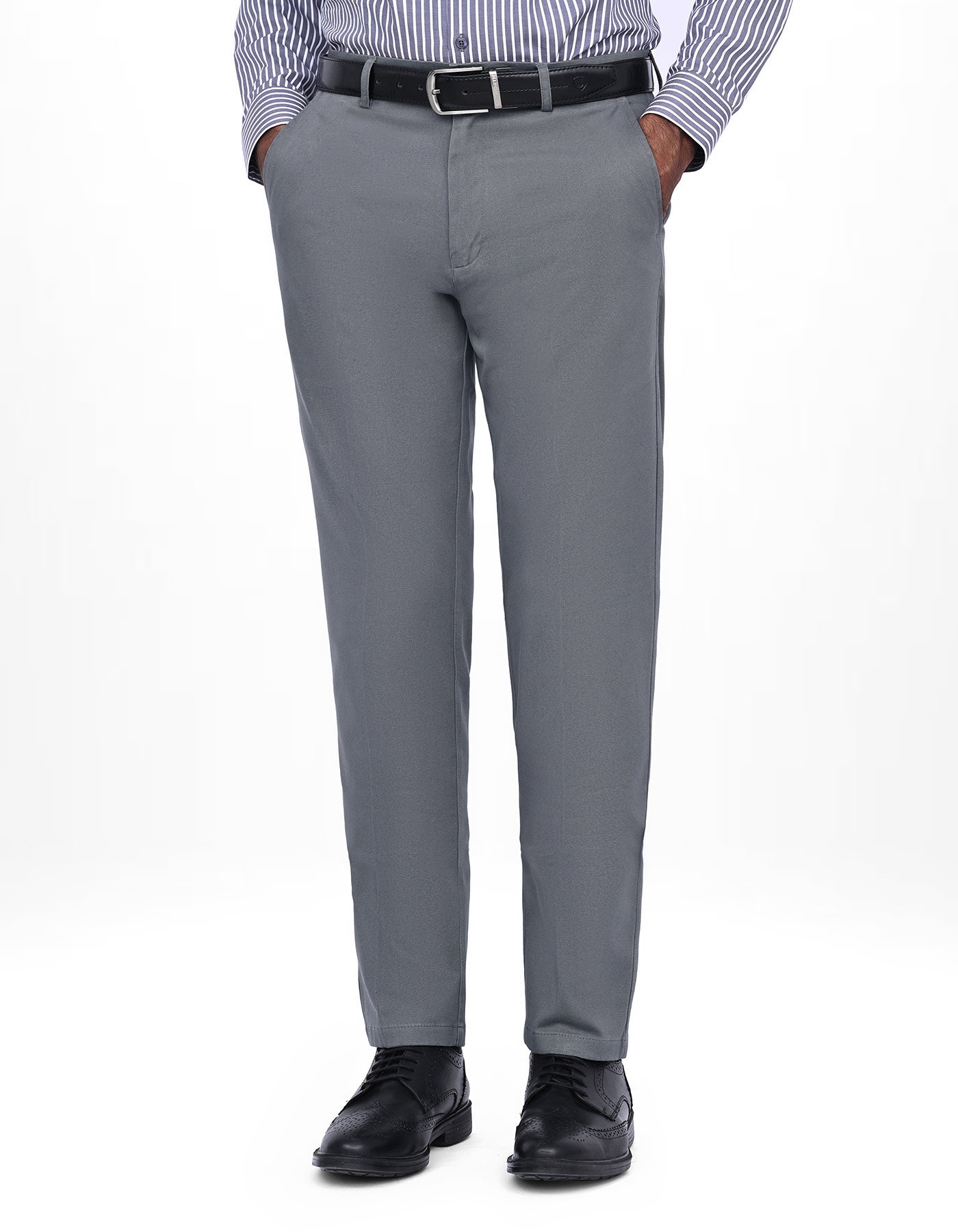 Grey Classic Fit Cotton Trouser FTC2531C-32