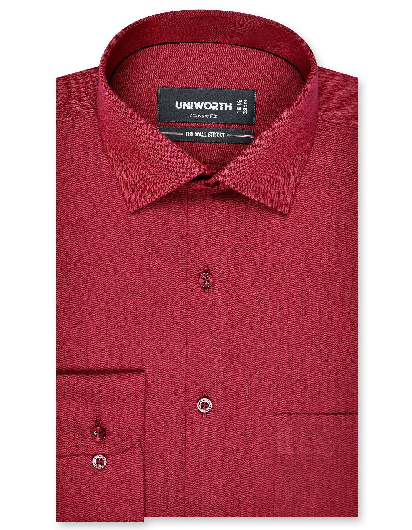 Self Maroon Tailored Smart Fit Shirt FS20446SF-14.5