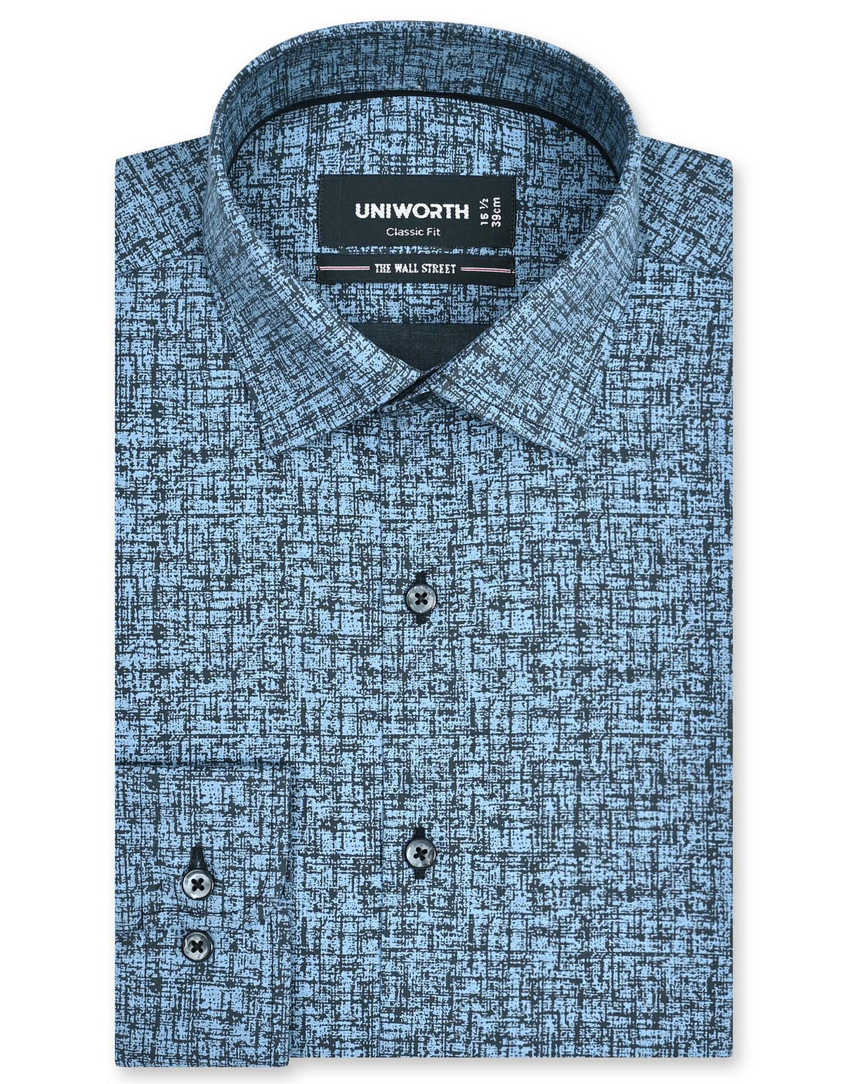 Printed Blue Classic Fit Shirt FS833-1RF-14.5