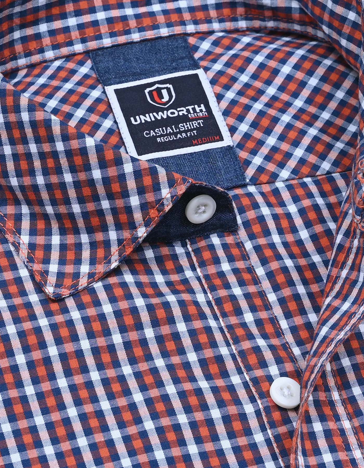 Rust Embriodery Check Casual Shirt CS2368-1R-L