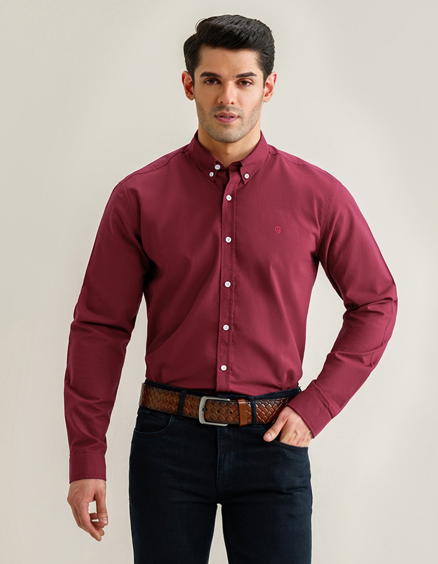 Maroon Embriodery Plain Casual Shirt CS2415R-M