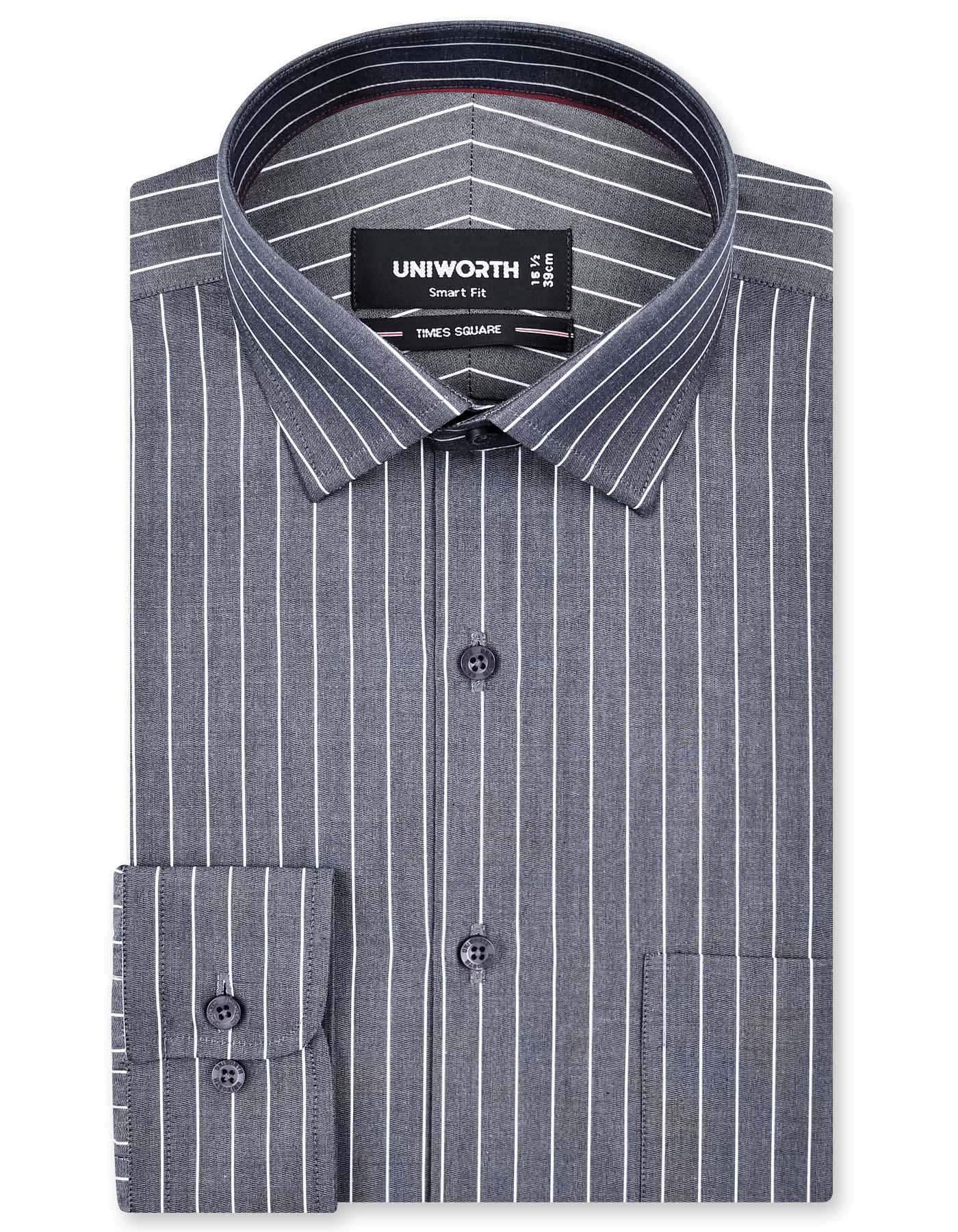 Stripe Charcoal Tailored Smart Fit Shirt FS2827SF-14.5